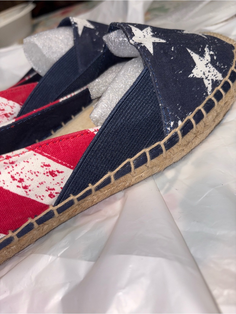 Sperry Cape Stars and Stripes espadrilles in a distressed American flag pattern. - Picture 4 of 8